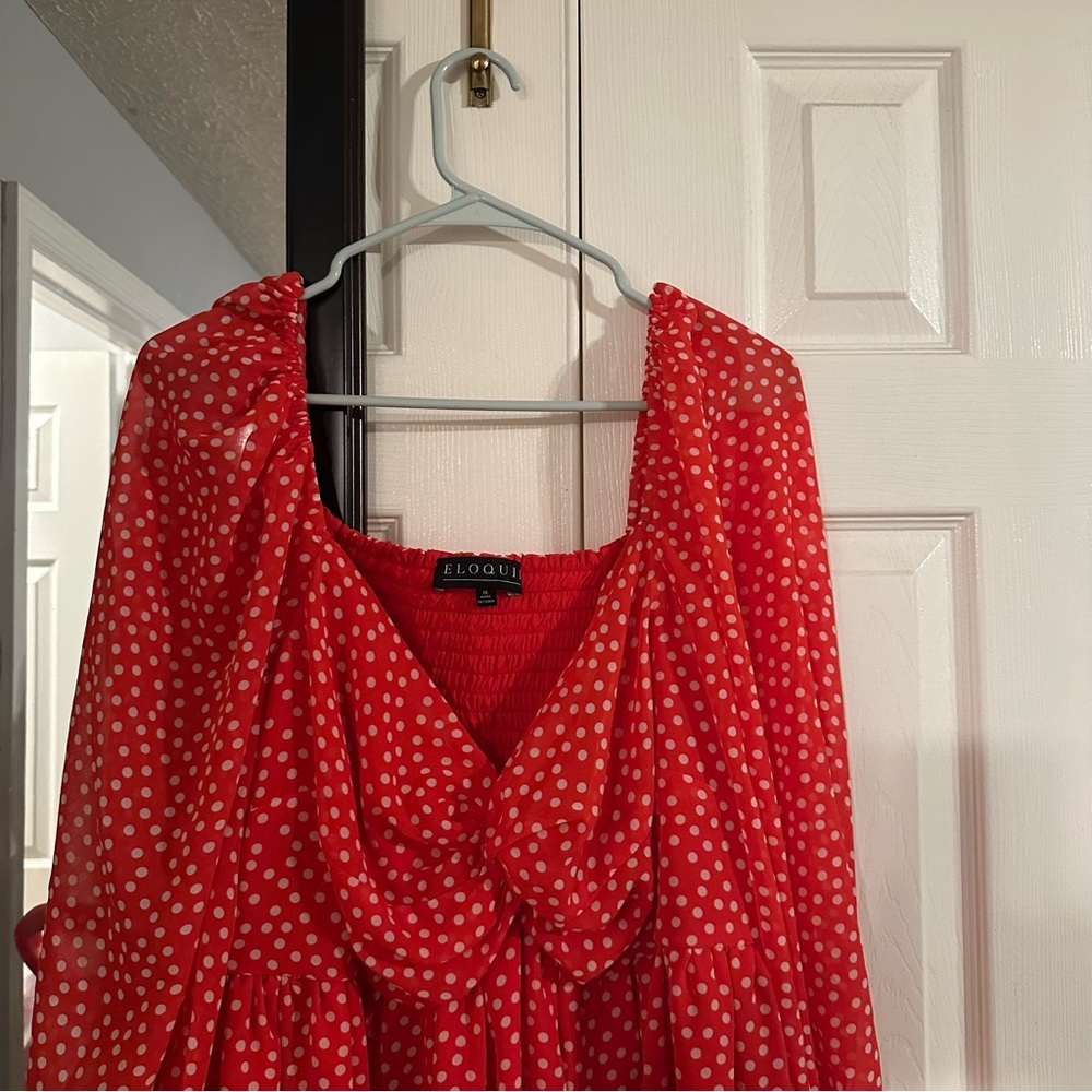 Eloquii • polka dot twisted bodice mini dress - Picture 3 of 6